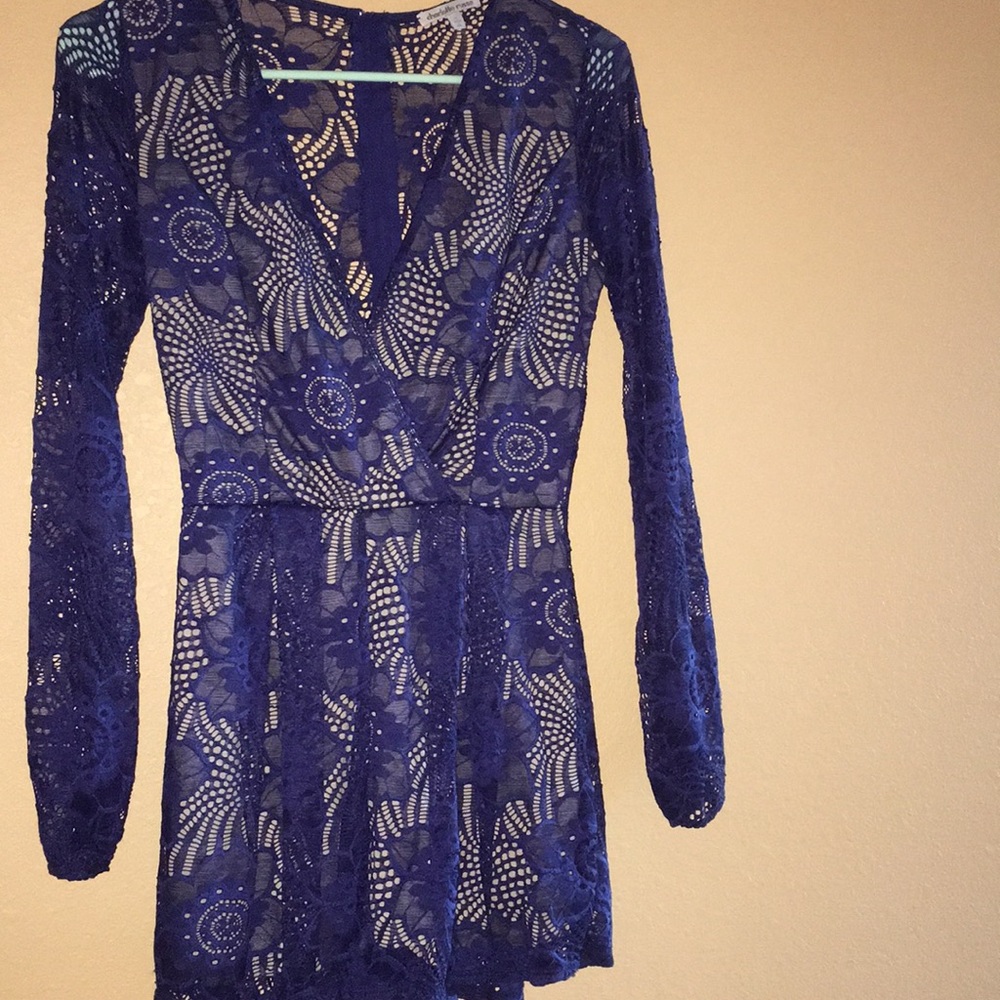 Lace navy romper